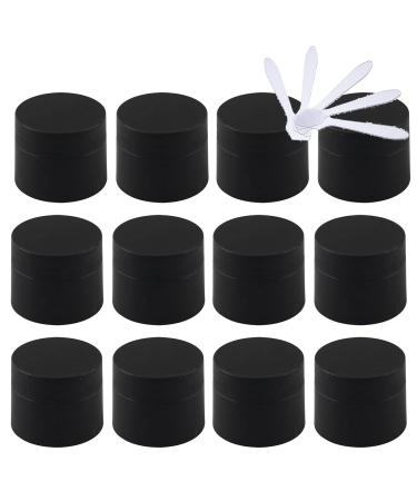 TIANZD 24 Pieces 5ml Matte Black Empty Plastic Cosmetic Jars with Screw Lid 5g Small Containers for Homemade Cream Gel Lip Balm Salve Storage Pot with 6x Spatula Black 5ml
