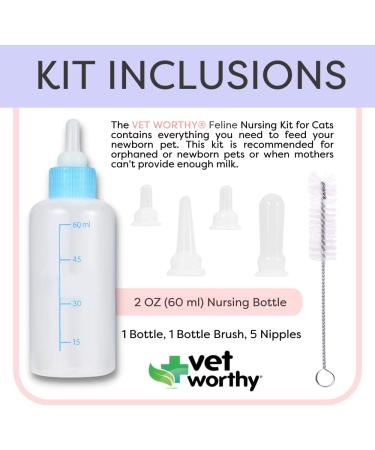 Vet Worthy Canine Nursing Kit - 7-Piece Set for Orphaned Puppies - Feeding Bottle, Milk Bottle Brush, 5 Nipples Included - Pet Feeding Support - Buy Online on GoSupps.com