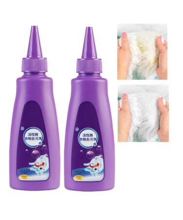 2PCS Active Enzyme Laundry Stain Remover Stain Remover for Clothes Garment Stubborn Stain Cleaner Oil Remover White Shirt Guardian Active Enzyme Detergent Liquid Grease Remover for All Textiles(120ml)