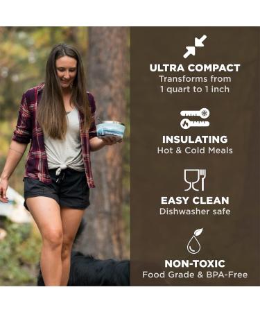 HYDAWAY Collapsible Insulated Bowl with Lid - Portable 1-Quart Dinnerware for Camping, Hiking, Travel - Packable & Resealable - Buy Online on GoSupps.com