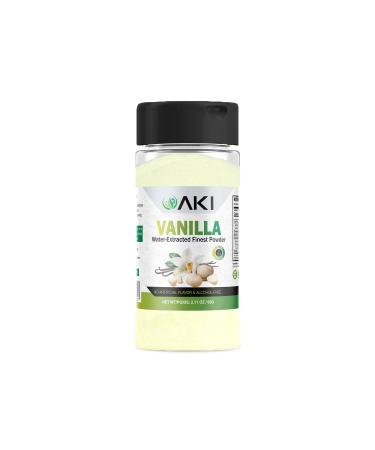 Aki Natural Fine Vanilla Powder Natural Extract From Beans Water Extracted powdered For Baking, Cooking Flavoring, Smoothie, Delicious Powedered Vanila in Coffee, Alcohol Free ( 2.11OZ /60Gr )