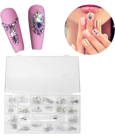 Nail rhinestones rhinestones nail art rhinestones colorful exquisite nail DIY glass rhinestones decoration with box Smooth appearance and no scratches - Buy Online on GoSupps.com