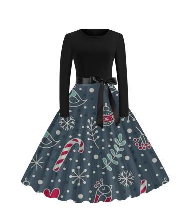 Hanxiulin Christmas dress for women sweater sweat jacket Christmas dress bag bag Christmas elk party dresses with bag christmas blouse dresses Christmas dresses autumn winter gray m