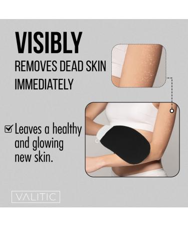 Valitic Exfoliating Glove for Body - Korean Style Bath Mitt for Smooth Skin - Men & Women - Single Black White - Buy Online on GoSupps.com