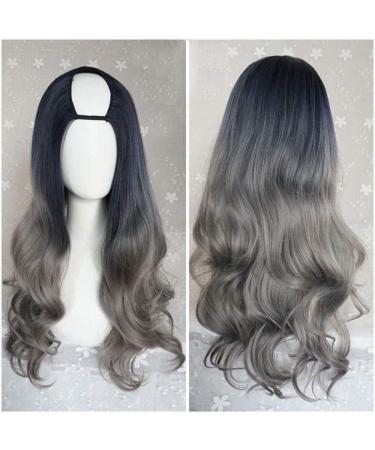 Buy Harajuku Fashion Long Wavy Curly U-Shaped Wigs - 28 Inches Heat-Resistant Synthetic Fiber with Dark Roots for Girls - Buy Online on GoSupps.com