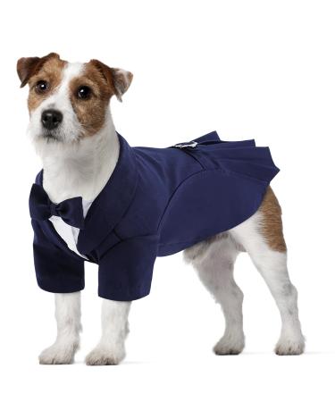 Cit toile dog wedding suit set tuxedo shirt with fly party clothing wedding birthday party halloween dog suit for small medium large dog cat blue XS XS blue