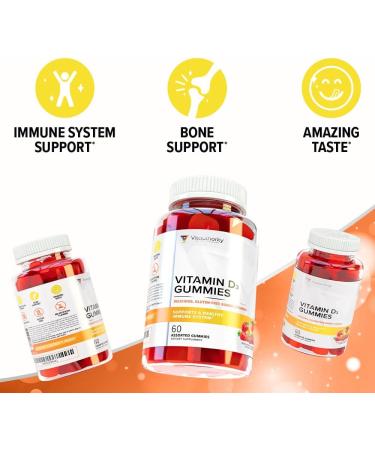 High Absorption Vitamin D3 Gummies for Adults - 2000 IU Bone, Teeth & Muscle Support - Gluten-Free & Delicious - Women's Immunity Boost - Buy Online on GoSupps.com
