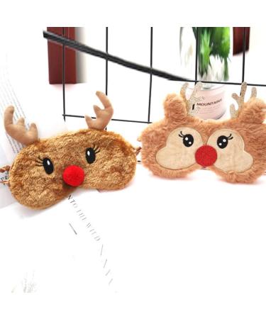 Healifty Reindeer Shaped Plush Sleeping Mask - 2Pcs Cute Animal Blindfold for Girls and Women - Buy Online on GoSupps.com