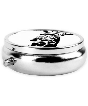 Black and White Giraffe Portable Metal Pill Box | Round Mini 3-Compartment | Travel Must-Have for Small Pills - Buy Online on GoSupps.com