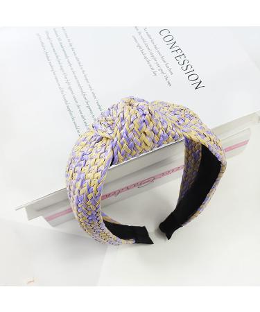 Bohemian Purple Raffia Straw Headband: Stylish Wide Hairband for Girls - Buy Online on GoSupps.com