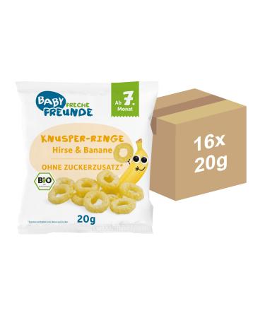 Baby cheeky friends organic crispy rings millet & banana baby snack with fruit for babies from 7 months vegan gluten-free 2x 8-pack (8 x20g) crispy rings 1 pack