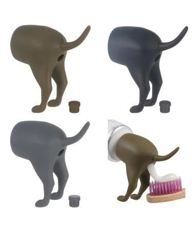 Apricitie 3 pieces of kack -with -internal toothpaste attachment creative toothpaste dispenser caps kacking dog -inside toothpaste topper funny toothpaste lid for home bathroom