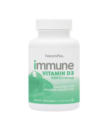 Nature's Plus Immune Vitamin D3 125 mcg (5000 IU) 60 Softgels