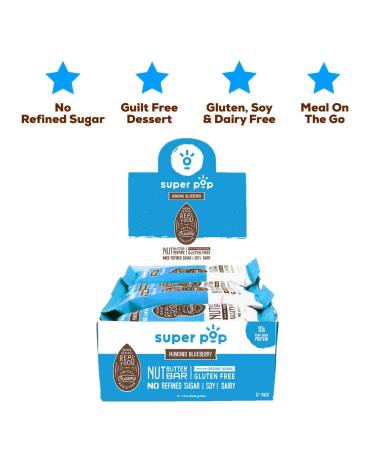 Super Pop Snacks Almond Blueberry Protein Bars (12 Pack) - Clean Plant Based, Organic Whole Foods, Gluten Free, Dairy Free, Meal Replacement with 10g Protein - Low Carb, Delicious Taste - Buy Online on GoSupps.com