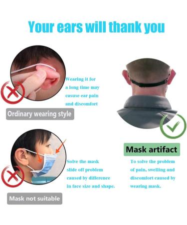 Vooran Mask Extender Strap - Adjustable Clips for Behind Ears (6 pcs, Black) - Buy Online on GoSupps.com