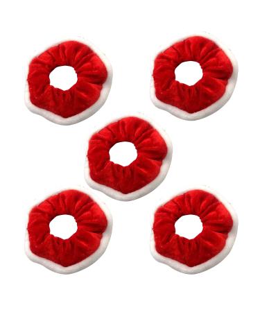JNAWA 5Pieces Hair Scrunchies Christmas Bobble Elastic Hair Band Red Velvet and White Fur Trim Hair Scrunchie for Ladies Ponytail Holders Hair Accessories