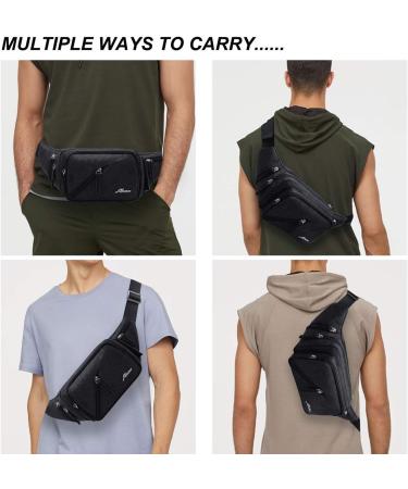 Afreter Waterproof Fanny Pack with Bottle Holder | Adjustable Strap for Outdoor Activities | Black Waist Bag for Men and Women - Buy Online on GoSupps.com