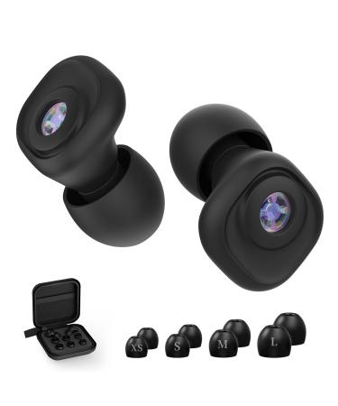 Earplugs for Concerts Reusable Silicone Ear Plugs for Musicians 23dB Filter Technology Noise Reduction Ear Plugs 8 Ear Tips in XS S M L for Concert Bar Sports Mardi Gras Events(Black)