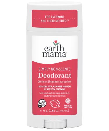 Earth Mama Simply Non-Scents Deodorant | Fragrance-free + Safe for Sensitive Skin Pregnancy and Breastfeeding Contains Organic Calendula and Coconut Oil No Baking Soda or Aluminum 2.65-Ounce NEW Non-Scents 2.65 Fl Oz (Pack of 1)