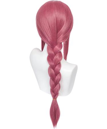Long Pink Red Cosplay Wig Red Braid Wig with Bangs & Wig Cap Anime Red Wig Synthetic Hair for Women Girls Halloween Costume Party Makima - Buy Online on GoSupps.com