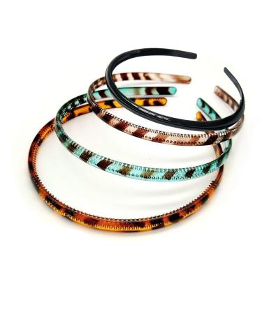 4 Pieces Skinny Plastic Headbands Plastic Plain Headbands Skinny DIY Hair Bands Slim Headbands Plastic Easy Headbands Smooth Headbands Can Be Used for Face Washing Daily Wear Etc(4 Colors)