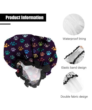 Reusable Waterproof Shower Cap for Women - Large Dog Paw Pattern 11.8in - Hair Protection Bath Cap - Buy Online on GoSupps.com