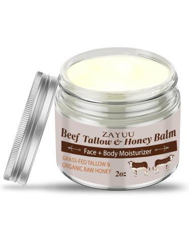 Beef Tallow and Honey Balm for Skin: Tallow Face Moisturizer with Honey - Grass-Fed Beef Tallow & Raw Wild Honey Balm - All-Natural Hydration for Face & Body