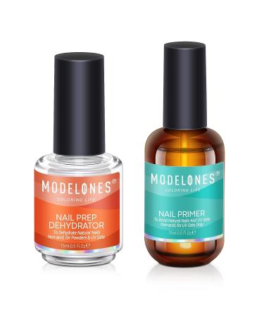 Modelones 5Pcs Nail Primer & Dehydrator Set with Base Top Coat, No Wipe Formula, and Cuticle Oil - Buy Online on GoSupps.com
