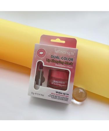 MOND'SUB Lip Sleeping Mask Overnight Dry Damaged Lip Nourishment Moisturizer for Plump Smooth Lips Hydrating Lip Balm Care with Fruit Extracts Dual-Color Watermelon & Cherry Watermelon + Cherry - Buy Online on GoSupps.com