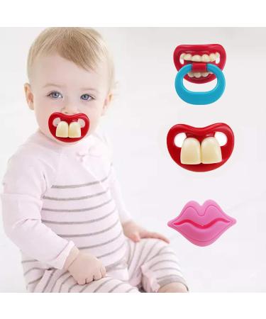 3 Pack Kissable Mustache Pacifiers | Funny Baby Lip Design | Safe Silicone Pacifiers for Infants - Buy Online on GoSupps.com