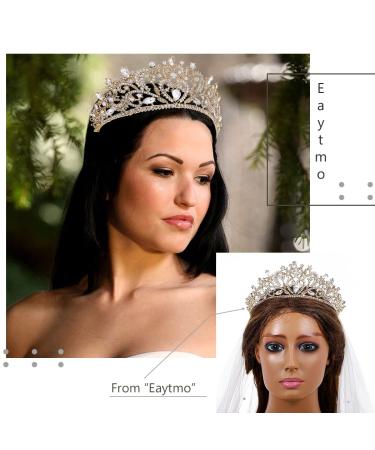 Eaytmo Gold Queen Rhinestone Wedding Crown & Tiaras Set with Earring - Vintage Bridal Hair Accessories for Women and Girls - Buy Online on GoSupps.com