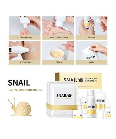 Korean Snail Essence Skin Care Set 6-Piece Skincare Set with Gentle Cleansing Gel Mask Toner Eye Cream Serum Essence Cream Long-Lasting Moisturizing Minimize Wrinkles & Pores Smooth Fine Lines - Buy Online on GoSupps.com
