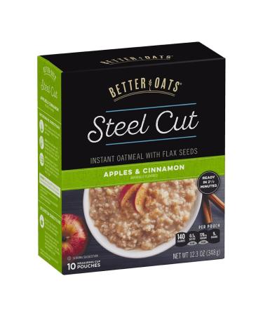 Better Oats Steel Cut Instant Oatmeal with Flax Seeds, Apples & Cinnamon - 6 Pack (12.3 oz) - Buy Online on GoSupps.com
