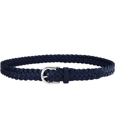 Falari Women's Leather Braided Belt Navy M 34-36 (Fit Waist 32-34) - Stainless Steel Buckle | 16 Colors Available - Buy Online on GoSupps.com