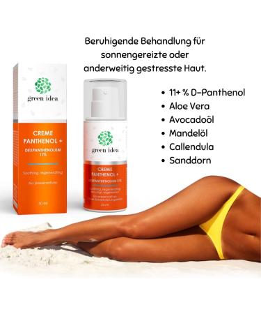 green idea PANTHENOL + 11% | High Content of Dexpanthenol and Other Active Ingredients | Aloe Vera Calendula and Avocado Oil | After Sun Care | Eczema Care 50 ml (1) - Buy Online on GoSupps.com