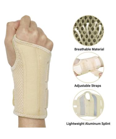 HYCOPROT Wrist Brace Night Sleep Support Splint Compression Sleeve for Wrist Pain Relief - Beige S/M-Right Hand - Buy Online on GoSupps.com