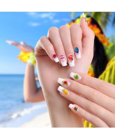 HOWAF 1100+ Summer 3D Nail Art Stickers for Women Girls Hawaiian Beach Nail Manicure Decals Palm Hibiscus Flowers False Nail Sticker Nail Tip Wraps for Body Art Makeup Decoration Accessories - Buy Online on GoSupps.com