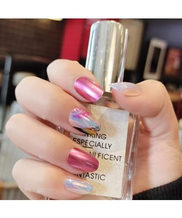 Sethexy Medium Oval Glossy Pink Sparkle False Fingernails - 24 PC Complete Cover Acrylic Nail Tips for Women & Girls | International Shipping - Buy Online on GoSupps.com