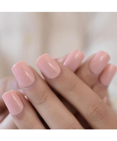 Buy Cornus Pink Trendy Pure Color Press-On Nails - Shiny Short Squoval 24pcs Set for DIY Art - Perfect for Women & Girls - International Shipping Available! - Buy Online on GoSupps.com