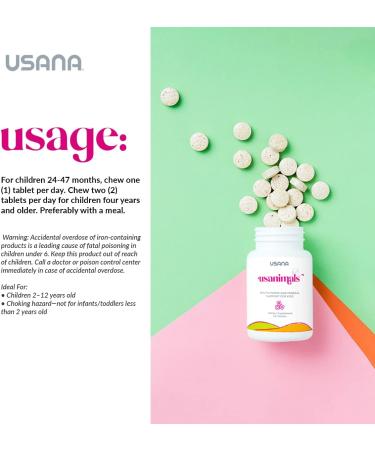 USANA Usanimals | Kid-Friendly Essentials for Healthy Immune Function & Brain Development - 56 Tablets - Buy Online on GoSupps.com