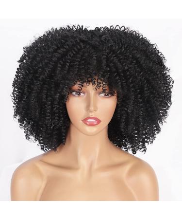 AISI HAIR 14 inch Afro Curly Black Wig with Bangs - Synthetic Glueless Kinky Curly Hair Wig for Black Women - Buy Online on GoSupps.com