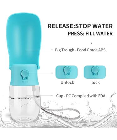Portable Dog Water Bottle with Carbon Filter | Leak-Proof Travel Dispenser for Hiking and Walking | 10 oz Blue/Pink - Buy Online on GoSupps.com