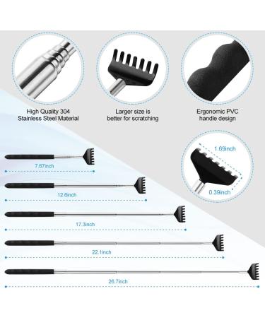 3 Pack Telescoping Metal Back Scratchers with Rubber Handles | Extendable Back Massager Tool | Portable & Durable | Gift Set for Men, Women, Kids, Adults - Buy Online on GoSupps.com
