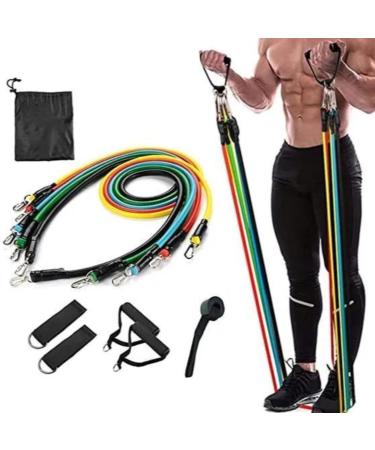 Ultimate 10-Piece Resistance Band Exercise Set for Versatile Workouts & Home Gym: Complete Set with Handles Door Anchor Ankle Straps Carry Bag - Perfect at-Home Workout Equipment