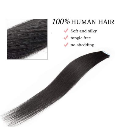 SEGO 50cm Tape Extensions - 100% Remy Real Hair 25g Adhesive Hairpieces Straight - 10pcs Black #1 for International Shipping - Buy Online on GoSupps.com
