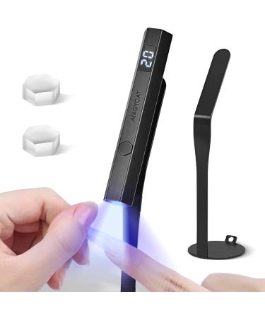 Metal Mini Handheld UV Nail Light Belt Support for Gel Nails Portable LED Nail Lamp USB Nail Dryer for 10s Fast Curing Home Nail DIY Gel Polish Nail Glue (Black)