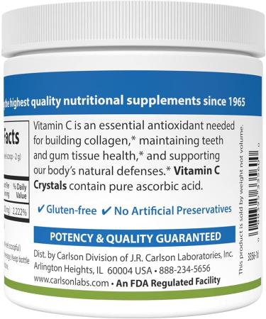 Carlson Labs Non GMO Vitamin C Crystals, 6 Ounce 6 Ounce (Pack of 1) - Buy Online on GoSupps.com