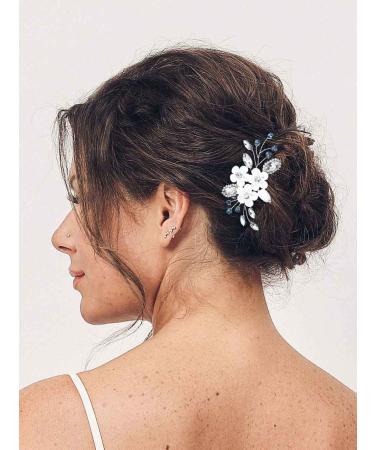 Silver Blue Rhinestone Wedding Hair Comb - Crystal Bridal Side Comb for Women and Girls - Buy Online on GoSupps.com