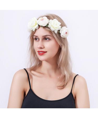 ZHER-LU Flower Headband Floral Crown Garland Halo for Wedding Festival (Purple) - Buy Online on GoSupps.com