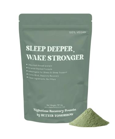 Better Tomorrow Nighttime Recovery Protein 20g Plant-Based Pea Protein + Adaptogens | Sleep Support Muscle Recovery Stress Relief | Vegan Dairy-Free No Artificial Sweeteners